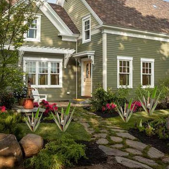 Metal Agave Plant Garden Art, 2 Pack Big Tequila Rustic Sculpture, Rustic Metal Agave Plants Garden Lawn Home Ornaments, for Yard Stakes, Garden Figurines, Outdoor Patio (2 PCS Green with Light)