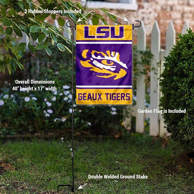 College Flags & Banners Co. Louisiana State LSU Tigers Garden Flag with Stand Holder