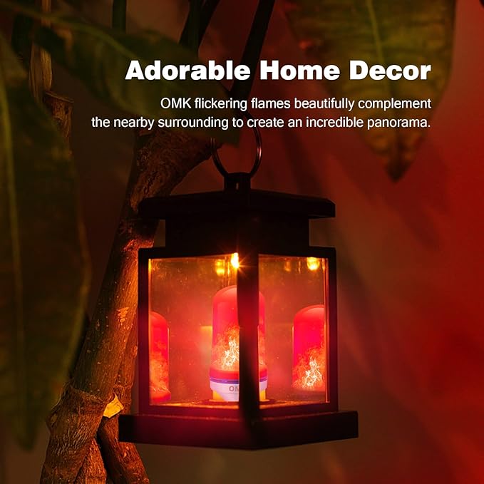 OMK - Christmas Decor LED Flame Effect Light Bulbs - Upgraded 4 Modes Fire Simulated Lamps - Holiday/Christmas Gifts/Party/Indoor/Outdoor Decoration Lights(Red 2)