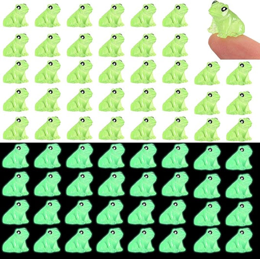 Shappy 70 Resin Mini Frogs Miniature Figurines Animals Glow in The Dark Tiny Frogs for Garden Landscape Micro DIY Ornament Accessories Home Decor