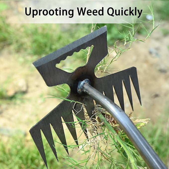 Weed Puller Tool, Time-Saving Garden Tools, Upgraded Hadfield Steel Weeding Tool Multifunctional Weeder, Dandelion Weed Puller Tool Gardening Tools for Yard, 11 Teeth