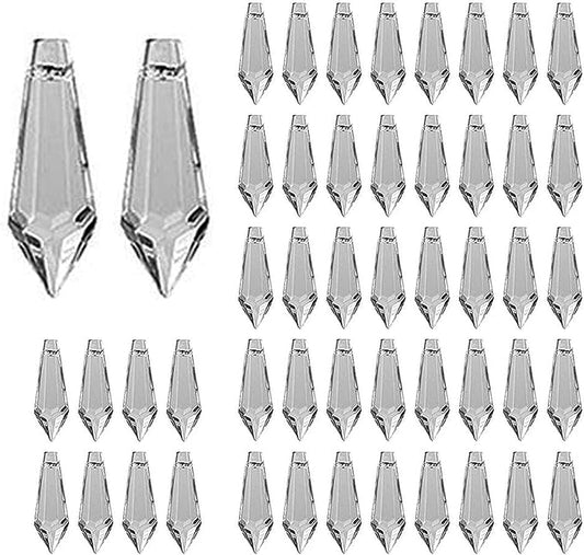 50pcs 38mm Chandelier Crystal Icicle Prisms Replacement Drops Lamp Candle Holders Curtain DIY Parts