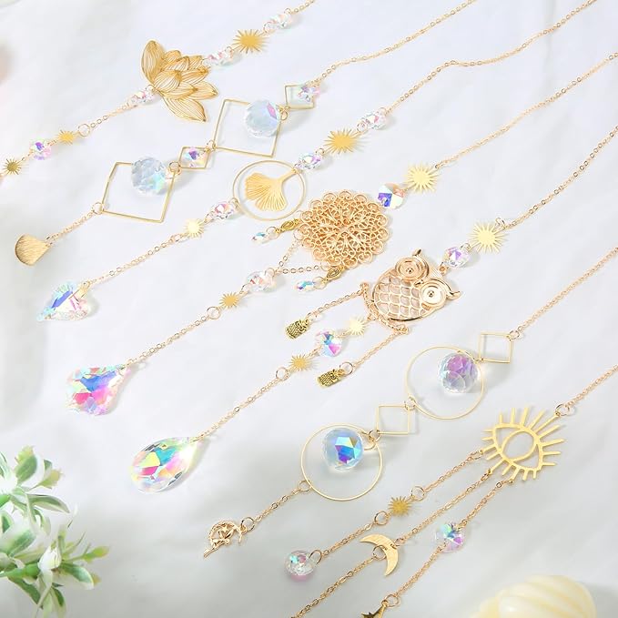 16 pcs Crystal Suncatcher, Colorful Suncatchers Sun Catchers Indoor Window Hanging Ornaments for Home Garden Ceiling Christmas Party Wedding Indoor Outdoor Decoration Prism Rainbow Maker