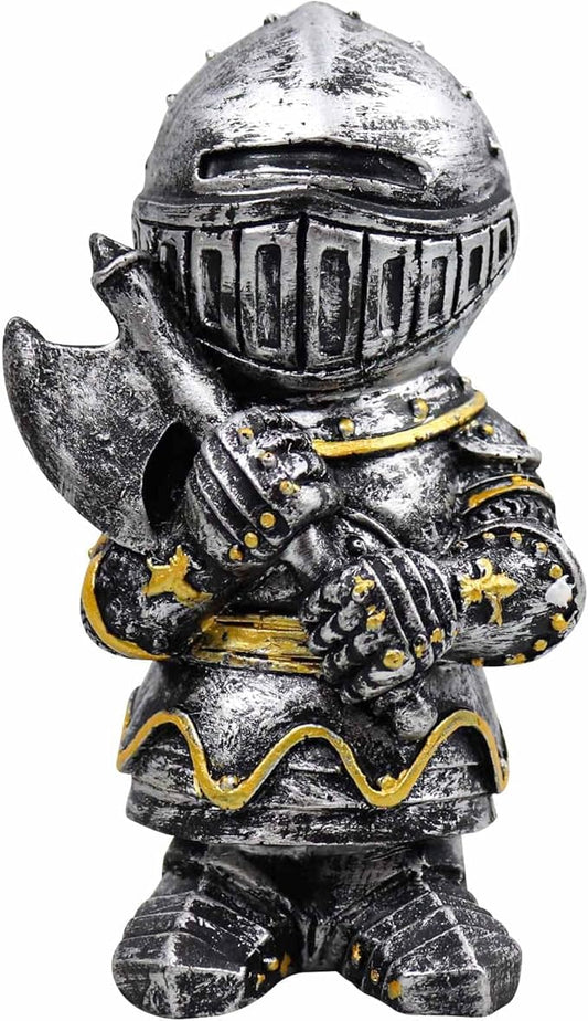 nezababy Knight Gnomes Guard Garden Statue Decoration Medieval Wee Crusader Battle Swordsman Fighting Outdoor Figurines Lawn Decor Resin (D)