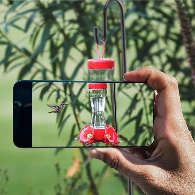 Bird Feeder Pole, 94 Inch & 5/8 Inch Diameter Stainless Steel Heavy Duty Shepherds Hooks for Outdoor to Hang Outdoor Lights with 5 Prongs Base, Rustproof for Garden Decor or Wedding Decors(Black)