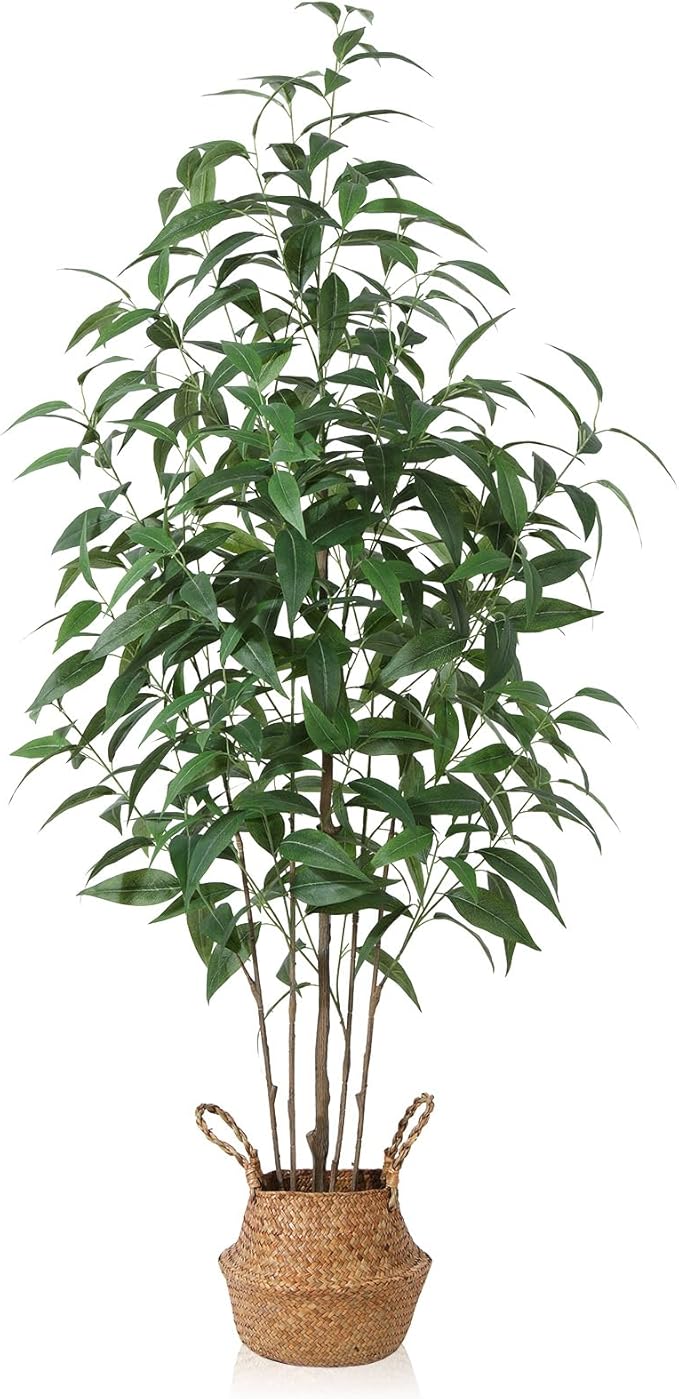 Artificial Eucalyptus Tree,5Ft Tree Fake Plant in Pot for Home and Office Decor,Potted Faux Plants Tall Artificial Trees for Indoor, Outdoor