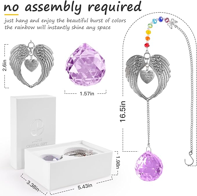 Memorial Gifts for Loss of Loved One Unique Sympathy Gifts Rainbow Sun Catcher Indoor Window Hanging Crystal Prism Grief Bereavement Gifts Ideas for Who Loss of Mom Dad (Violet)