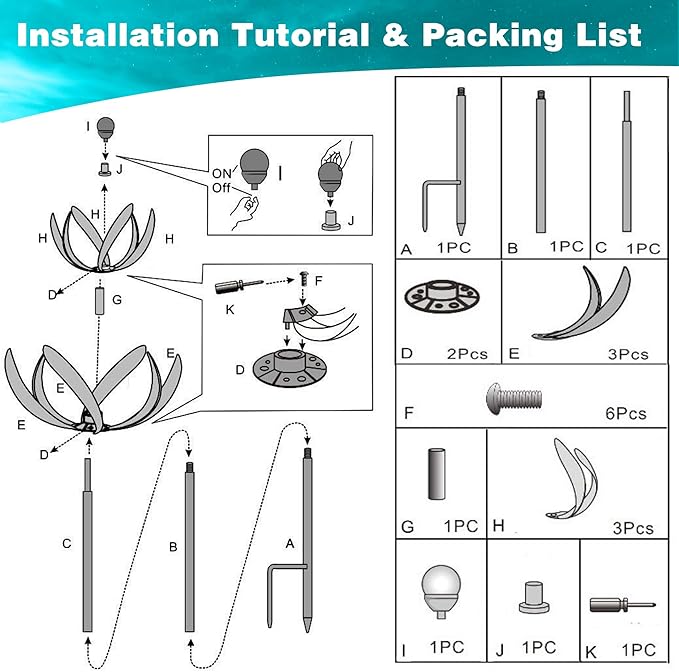 Solar Wind Spinner,82 inch Multi Color Tulip Wind Spinner - Yard Decorations - Solar Powered Glass Ball - Garden Decoration