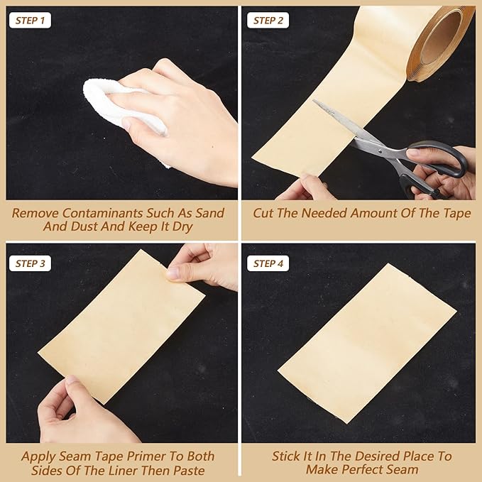 2 Pcs Pond Liner Seam Tape 3" x 25' Self Adhesive Double Sided Butyl Pond Seam Tape Liner Repair Tape Butyl Adhesive Sealer for EPDM Pond Liner Patch Cover Pond Garden