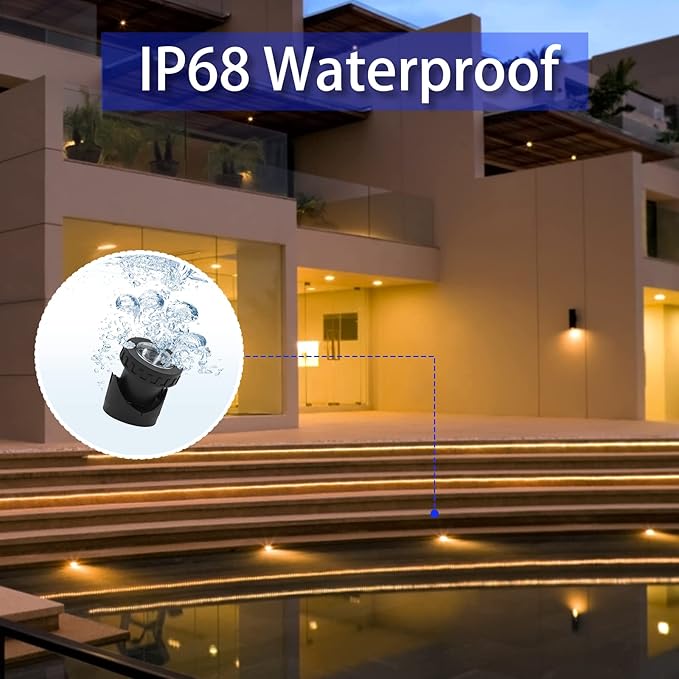 RGB Underwater Pond Lights with Timer, RGB Fountain Lights Underwater Light IP68 Waterproof, Dimmable Outdoor Landscape Lights Fish Tank Pond Fountain Garden, 4 Lights