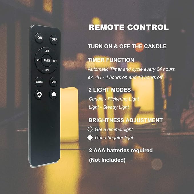 Waterproof Outdoor Flameless Candles with Remote, Set of 2, Large 4” x 8” Battery Operated Electric LED Pillar Candle Set for Home Décor Party Wedding Supplies Garden Christmas Decoration Gift