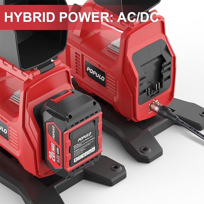 POPULO Hybrid Water Transfer Pump, 20V or 120V Portable Cordless Utility Pump, Upgraded 325 GPH Electric Transfer Water Pump with 4.0Ah Battery for Rain Barrel, RV, Tank, Irrigation, Ponds, Garden