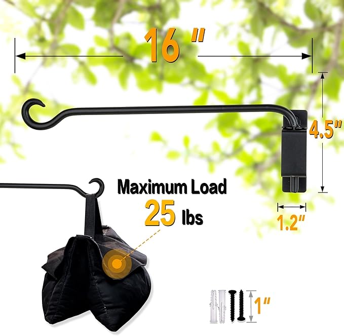 Qiang Ni Swivel Plant Hanger Bracket: Bird Feeder Hanger for Outdoor Wall Mount (16 - B-2pcs, 16 Inch)