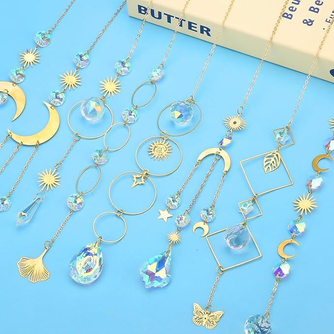 16 pcs Crystal Suncatcher, Colorful Suncatchers Sun Catchers Indoor Window Hanging Ornaments for Home Garden Ceiling Christmas Party Wedding Indoor Outdoor Decoration Prism Rainbow Maker