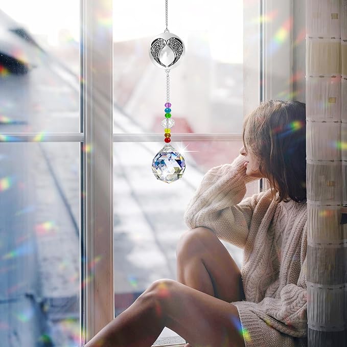 Memorial Gifts Crystal Suncatcher,Unique Sympathy Gifts for Loss of Loved One,Rainbow Maker Bereavement Gifts Box for Loss of Father Mom Dad Son Daughter Husband Brother Grandmother (Mom)