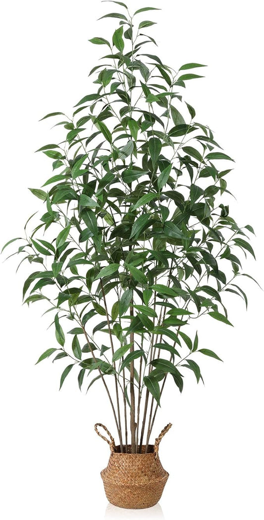 Artificial Eucalyptus Tree,6Ft Tree Fake Plant in Pot for Home and Office Decor,Potted Faux Plants Tall Artificial Trees for Indoor, Outdoor