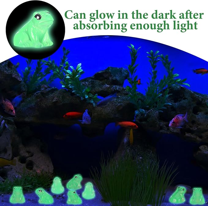 Shappy 70 Resin Mini Frogs Miniature Figurines Animals Glow in The Dark Tiny Frogs for Garden Landscape Micro DIY Ornament Accessories Home Decor