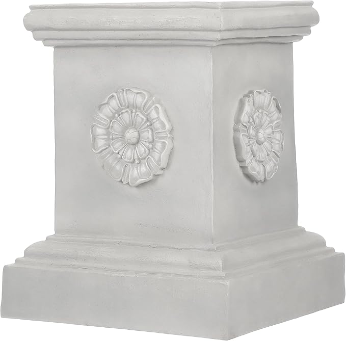 Design Toscano CL5193 English Rosette Sculptural Garden Plinth Base Statuary Pedestal, Grande, antique stone