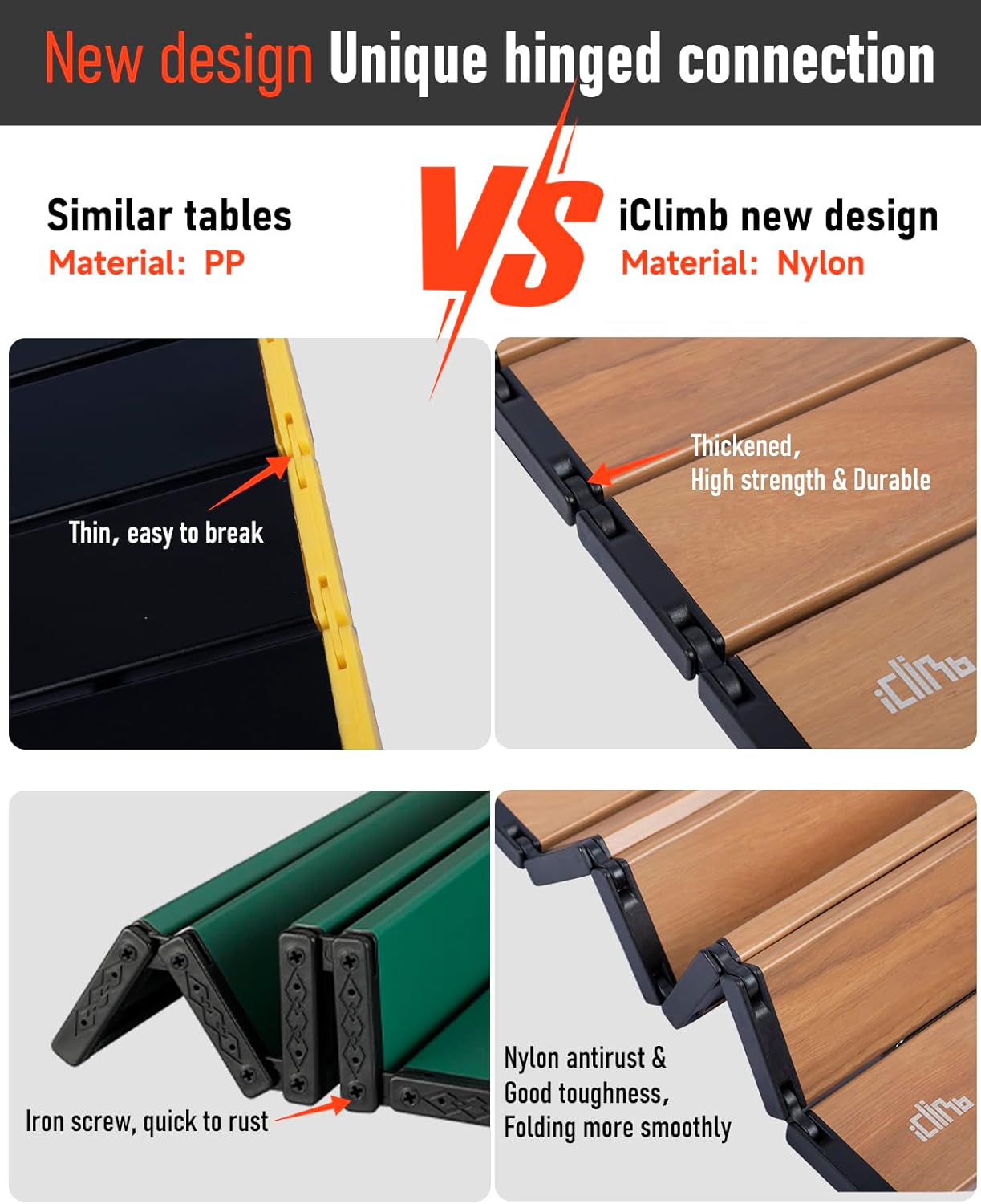 iClimb Ultralight Compact Camping Folding Table with Carry Bag (Nature- S)