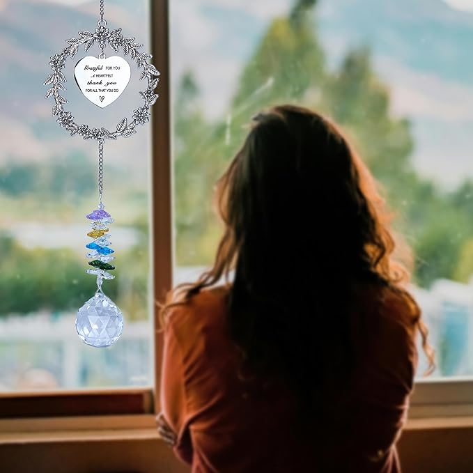 Thank You Sun Catcher Gifts with Engraved Message - Unique Appreciation Gift/Thank You Gift for Women, Friends, Coworkers, Teachers- Gratitude Gifts Hanging Crystal Suncatcher Ornament