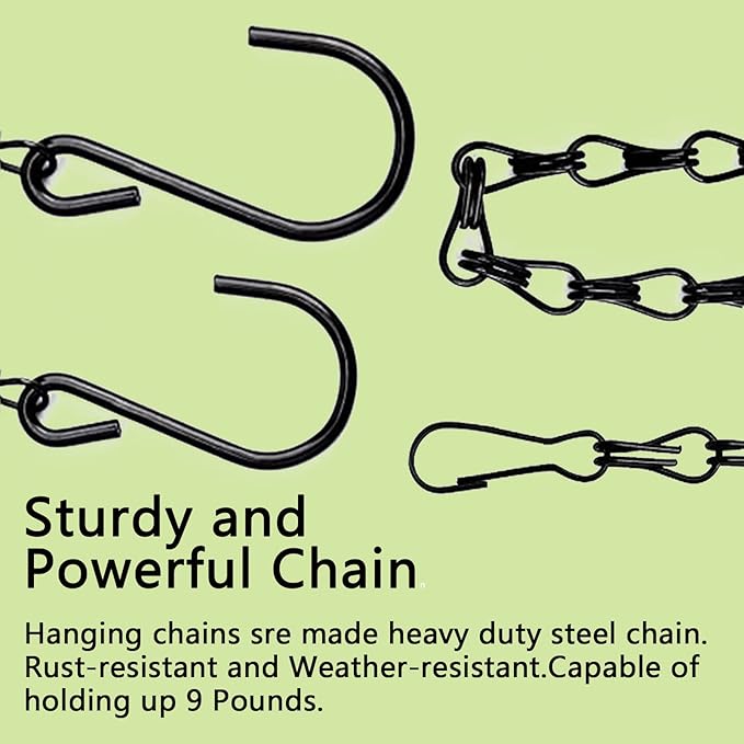 RIFNY Hanging Chain with Hooks, 10 Pieces 20 Inch Black Chain for Hanging Bird Feeders Planters Baskets Billboards Lanterns Wind Chimes Ornaments Outdoor/Indoor Use（20 inch 10pcs