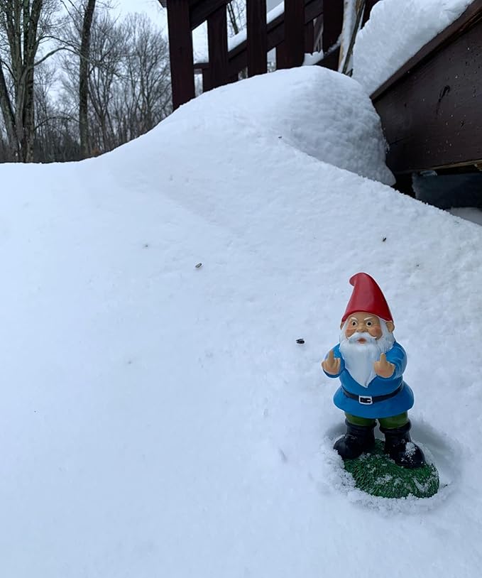 Gnometastic Middle Finger Gnome, 8.45in Tall - The Original Double Bird Garden Gnome Statue - Outdoor Funny Gnome Decoration and Lawn Ornament