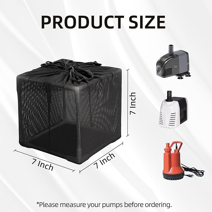 Fineday Pond Filter, Anti-Clogging Outdoor Mesh Water Pump Cover Barrier Bag Box Basket (7 inch)