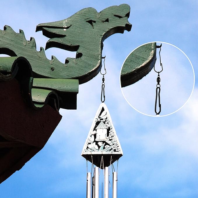 Jetec Wind Spinner Swivel Hooks 360 Degree Dual Spinning Windsock Chime Supplies Hanger Swivels Clip Hanging Hooks with Storage Box for Wind Spinners Supply, 2 Styles (Black,30 Pieces)