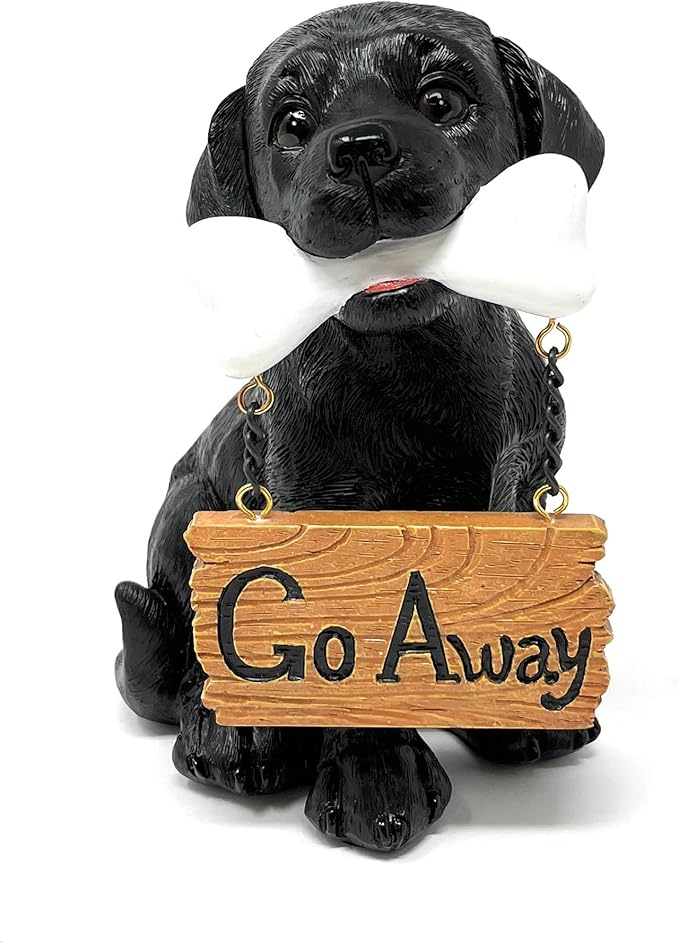 Nature's Mark Black Labrador Retriever Dog Puppy Statue with Welcome Sign Resin Garden Statue Decor 6.7" H