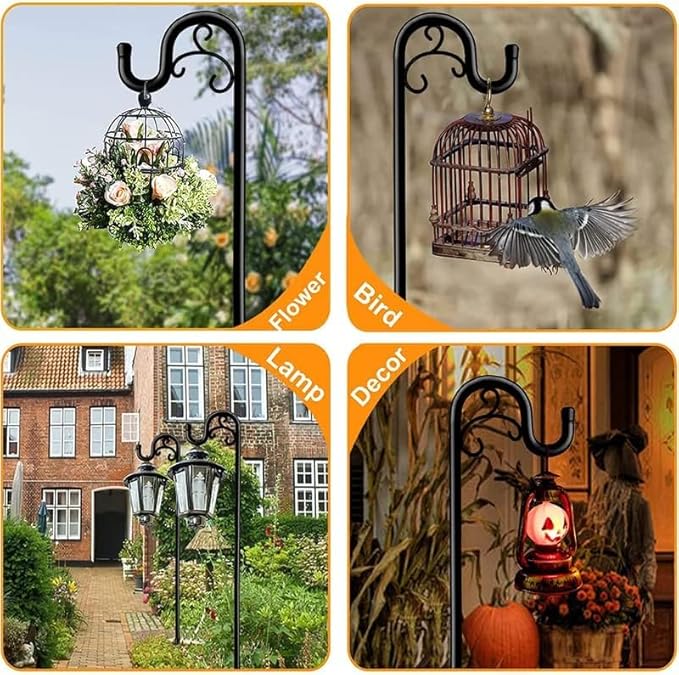 Shepherds Hook for Bird Feeders for Outside, 92 Inch Adjustable Shepards Hooks for Outdoor (2pcs), Heavy Duty Humming Bird Stand Feeder Pole, Metal Garden Hooks Hanger for Outdoor Décor