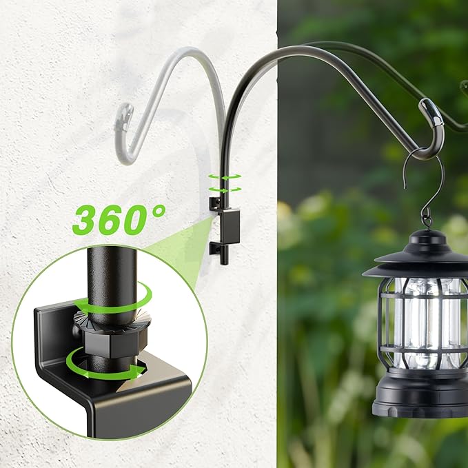 16 Inch 2 Pack Swivel Plant Hanger: Heavy Duty Hook for Bird Feeder, Plant, Flower Basket, Lantern, Wind Chime & More - Versatile Hanging Brackets Outdoor/Indoor Use Up to 22LB
