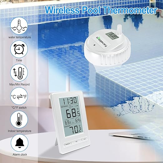 Urageuxy Pool Thermometer, Digital Wireless Water Thermometer Floating Easy Read, IPX8 Waterproof for Hot Tub/Ice Bath/Pond/Swimming Pools/Cold Plunge/SPA/Aquarium