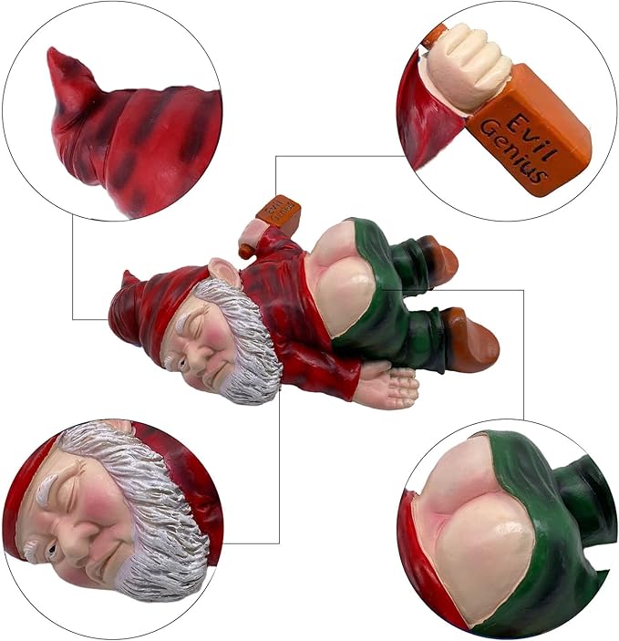 MINICAR Drunken Gnomes Lying On The Ground, Funny Dwarf Sculptures Yard Lawn Decorations, Gag Gifts Home Office Garden Decor