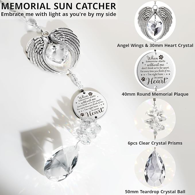 Dog Memorial Gifts for Loss of Dog Sympathy Gifts, Pet Memorial Gifts for Dogs Cats, Pet Memorial Crystal Suncatcher, Thoughtful Cat Dog Bereavement Gifts Dog Remembrance Gift for Pet Loss Condolence