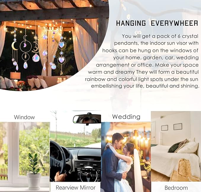 ilclviz Suncatcher Crystal Hanging Sun Catcher Prism with Chain Pendant Ornament Crystal Balls for Window