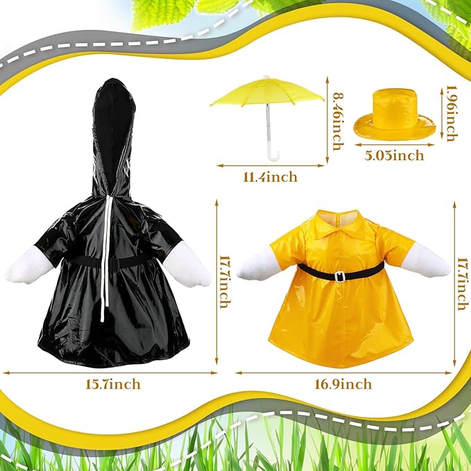 Frienda 2 Set Porch Goose Outfits Clothes 23 Inch Garden Raincoat Flag Bee Fishing Style Goose Costume for Lawn Patio Valentine's Day Decor