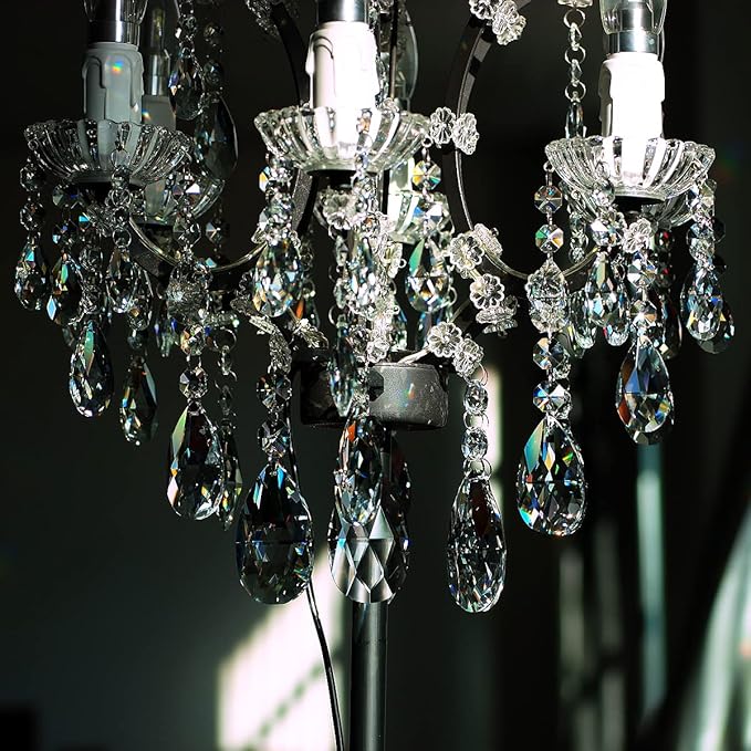 1ft 8pcs Teardrop Crystals Garland, Hanging Chandelier Crystals Prism Beads Chain for Wedding Home Decoration Clear GOLDENHAITAI