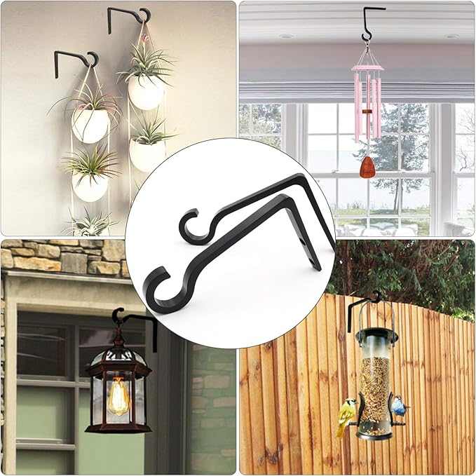 White Hanging Plant Bracket 6inch Metal Plant Hook Shepherds Hook Decorative Wall Plant Hanger for Hanging Lanterns, Bird Feeder, Flower Basket, Home Decor Indoor & Outdoor 2pack