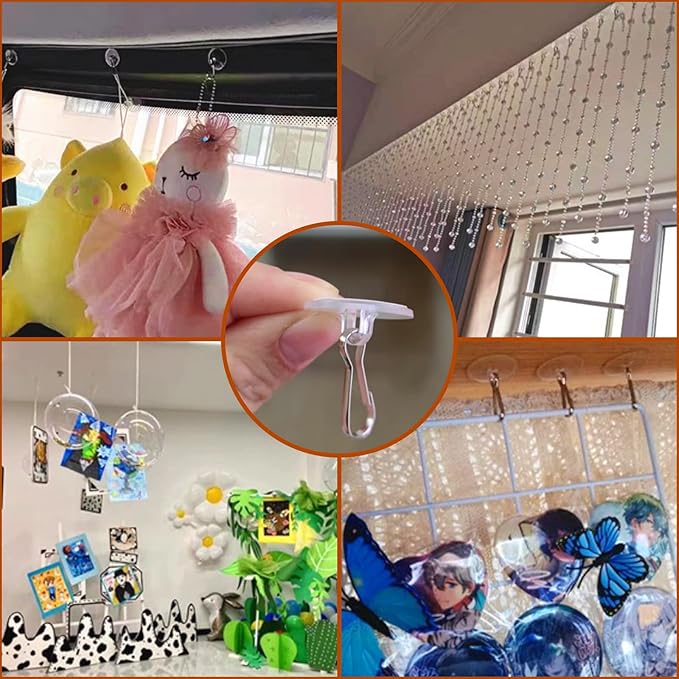 Stained Glass Window Hanging Chain Kit, Picture Hanging Chain with Suction Cup Hooks Sunshine Catcher Metal Nickel Plating Stained Glass Window Panels 10 Inch and 20 Inch (Black)