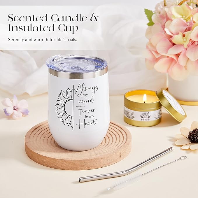 Sympathy Gift Baskets, Unique Memorial Gifts for Loss of Loved One, Bereavement Grief Gift Idea with Crystal Suncatcher, Condolences Gift Basket Box for Women, Sorry for Your Loss Mom Dad Friend Baby