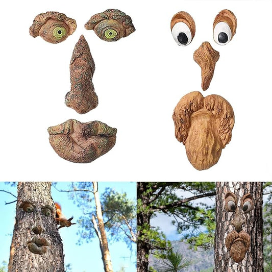 2 Pack Tree Faces Decor Outdoor, Tree Face Outdoor Statues Old Man Tree Hugger Bark Ghost Yard Art Garden Decoration, Tree Decorations Outdoor for Halloween Easter Garden Creative Props