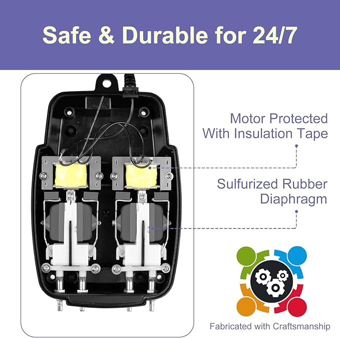 AquaMiracle All-in-One Pond Air Pump Koi Pond Aerator for Pond up to 2000 Gallons Pond Deicer Pond Aeration Kit with 2&4 Outlets Air Stones Airline Tubing Check Valves