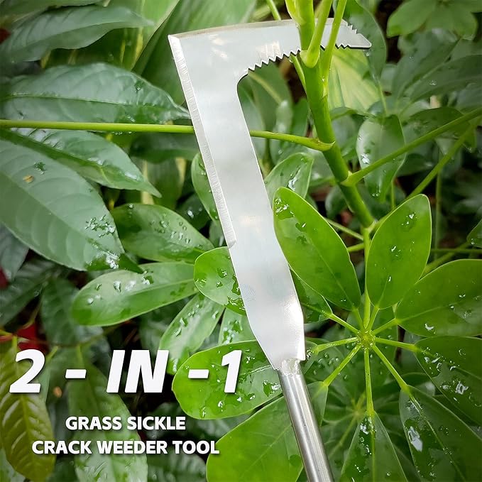 Japanese Crack Weeder Sickle Garden Tool Crevice Weeding Tool, L-Shape Manual Weeder Gardening Tool Crack Sickle, Grass Cutter Knife, for Sidewalk, Driveway and Garden (Weeder Puller)