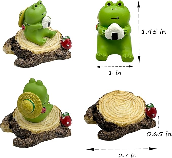 Miniature Frog Figurines - Cute Frog Sculpture for Outdoor Fairy Garden and Desk Decorations - Adorable Figurine Statue Decor for Plant Shelf, Desk, Office, Bedroom