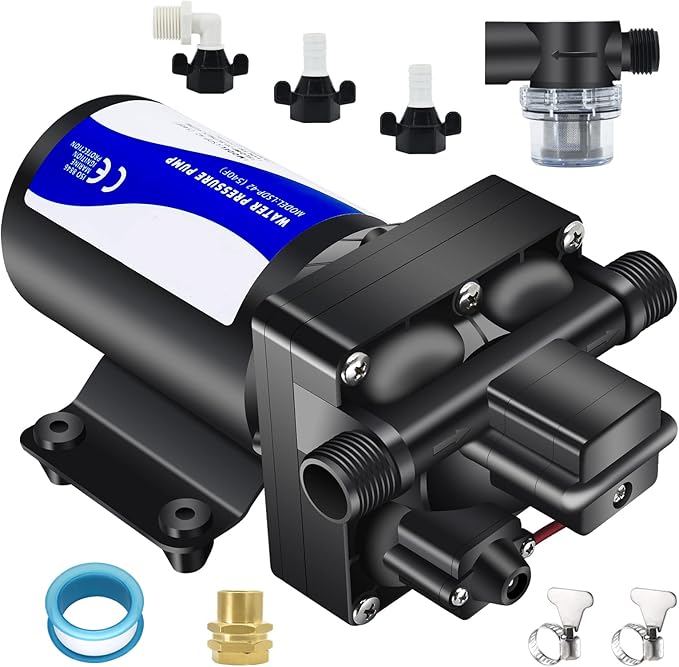 12V RV Water Pressure Pump Quiet 70 psi Washdown Pumps for Boats Marines Diaphragm Pump Transfer Pump 12 Volts Water Pump Self Priming