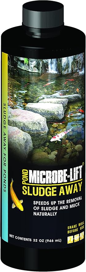 MICROBE-LIFT MLXSAQ Sludge-Away Pond and Outdoor Water Garden Sludge and Muck Remover, Safe for Live Koi Fish, Plant Life, and Decor, 32 Ounces