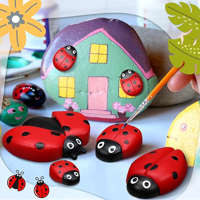 Gerrii 18 Pcs Small Resin Ladybugs Garden Decor Stones Holiday Ladybug Garden Yard Decorations Outdoor 4 Size Ladybug Mom Gifts Lady Bugs Yard Decorations