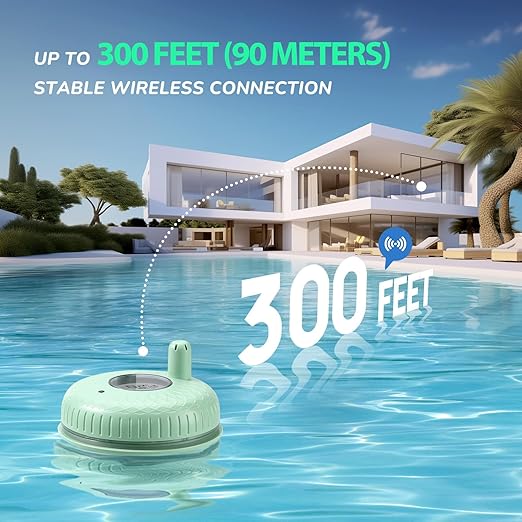 Firelex Wireless Digital Pool Thermometer Floating Easy Read, with Indoor Temperature Humidity Monitor for Swimming Pools Hot Tubs Small Ponds Aquariums