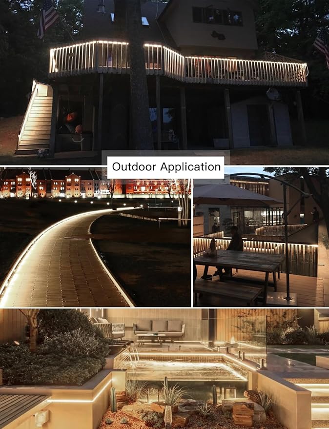 AIMENGTE Outdoor LED Strip Lights Waterproof, AC 110V, 360LEDs, 4000k LED Rope Lighting, Led Strip for Lawn Garden, Yard, Outside Christmas Decorations (9.9ft, Daylight)