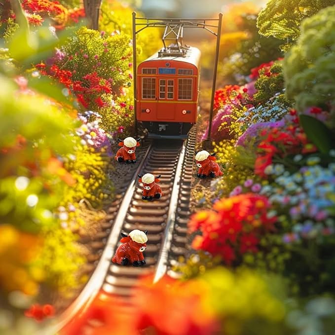 50 Pcs Mini Highland Cow Statues Highland Cow Decor Cute Highland Cow Figurine Handmade Resin Cow Sculpture Ornament for Decorations Home Kitchen Garden